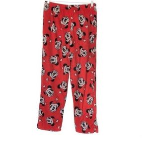 Disney Fleece Christmas PJ Pants Red Lounge Pockets Santa Mickey Mouse XL